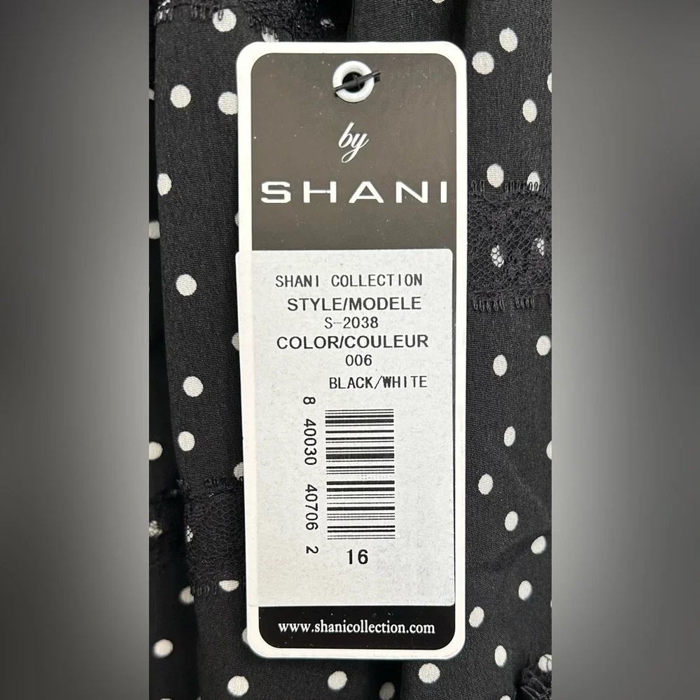 SHANI Black Polka Dot Three-Quarter Length Sleeve Beautiful Size 16 NWT - Picture 10 of 11